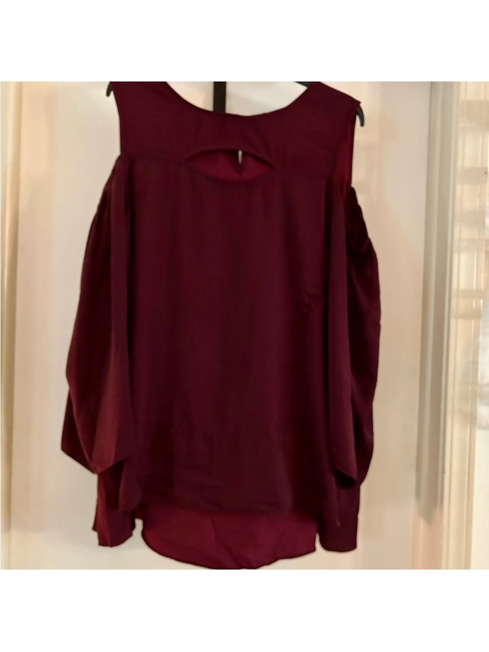 Cato Burgundy Cold-Shoulder Blouse